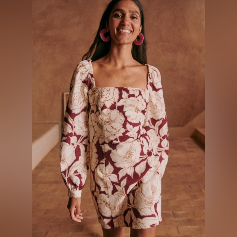 Sezane Carola Dress- Dolce Vita Prune Print, 2/34- NWT